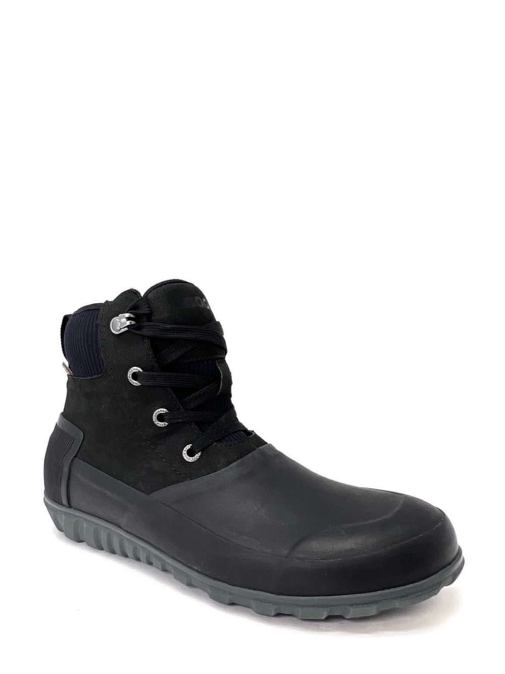 Bogs Men's Casual Rain Boots Size 9 Black Waterproof Lace-up Ankle Short EUC